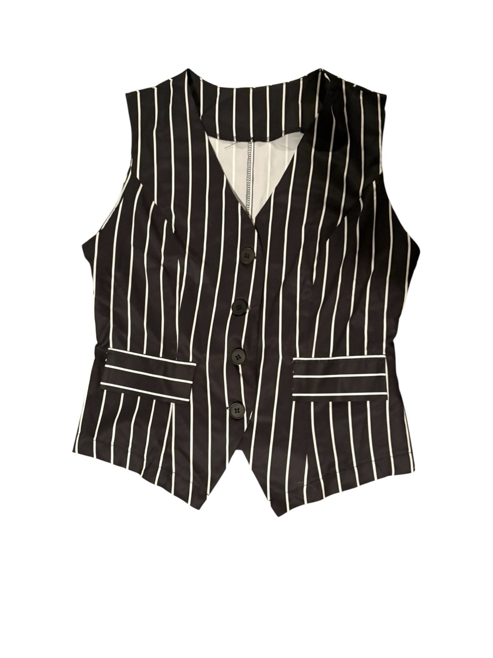 NWT Black Pinstripe Button Front Vest